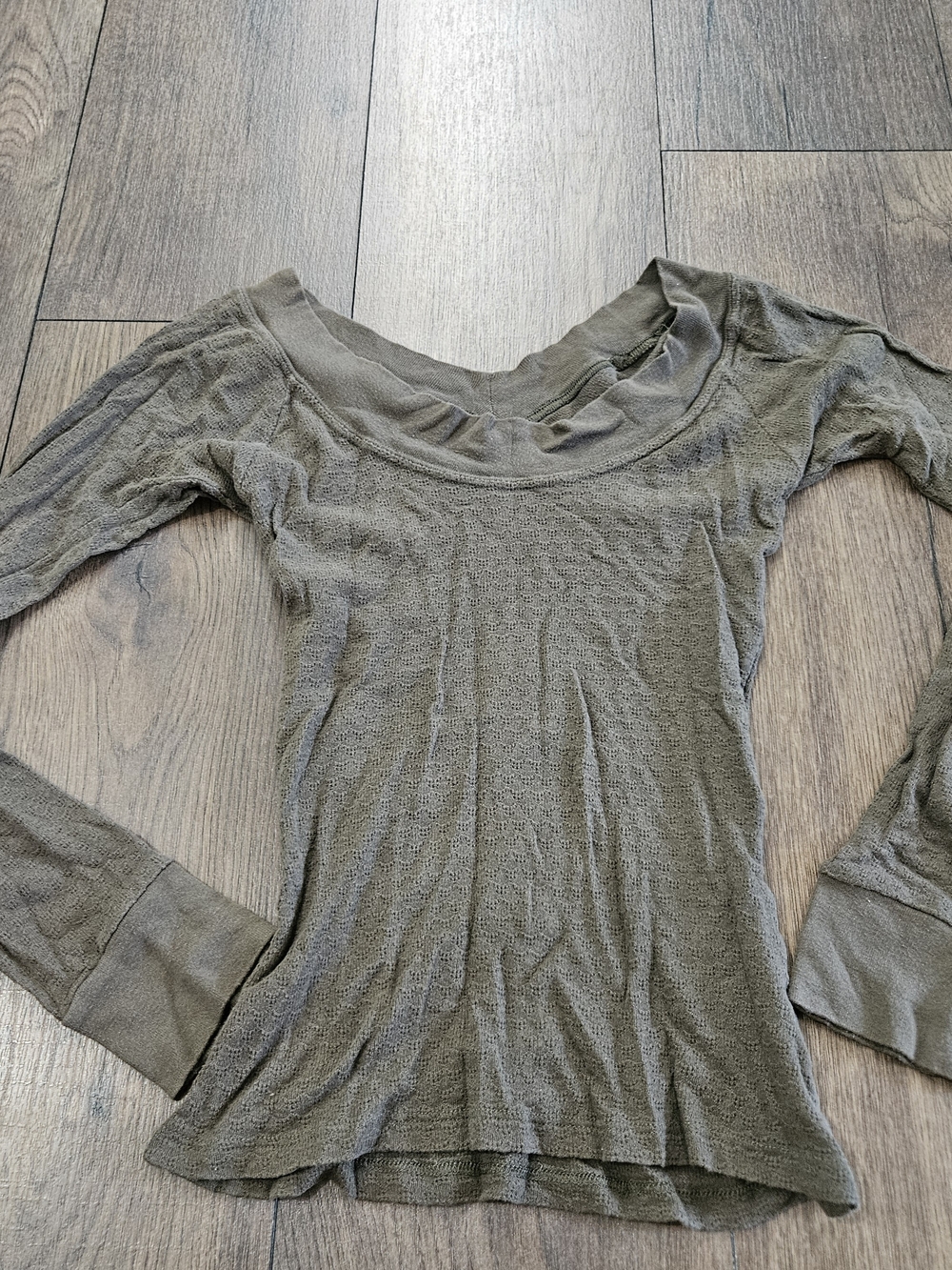 Free People Olive Scoop-Neck Long Sleeve Top